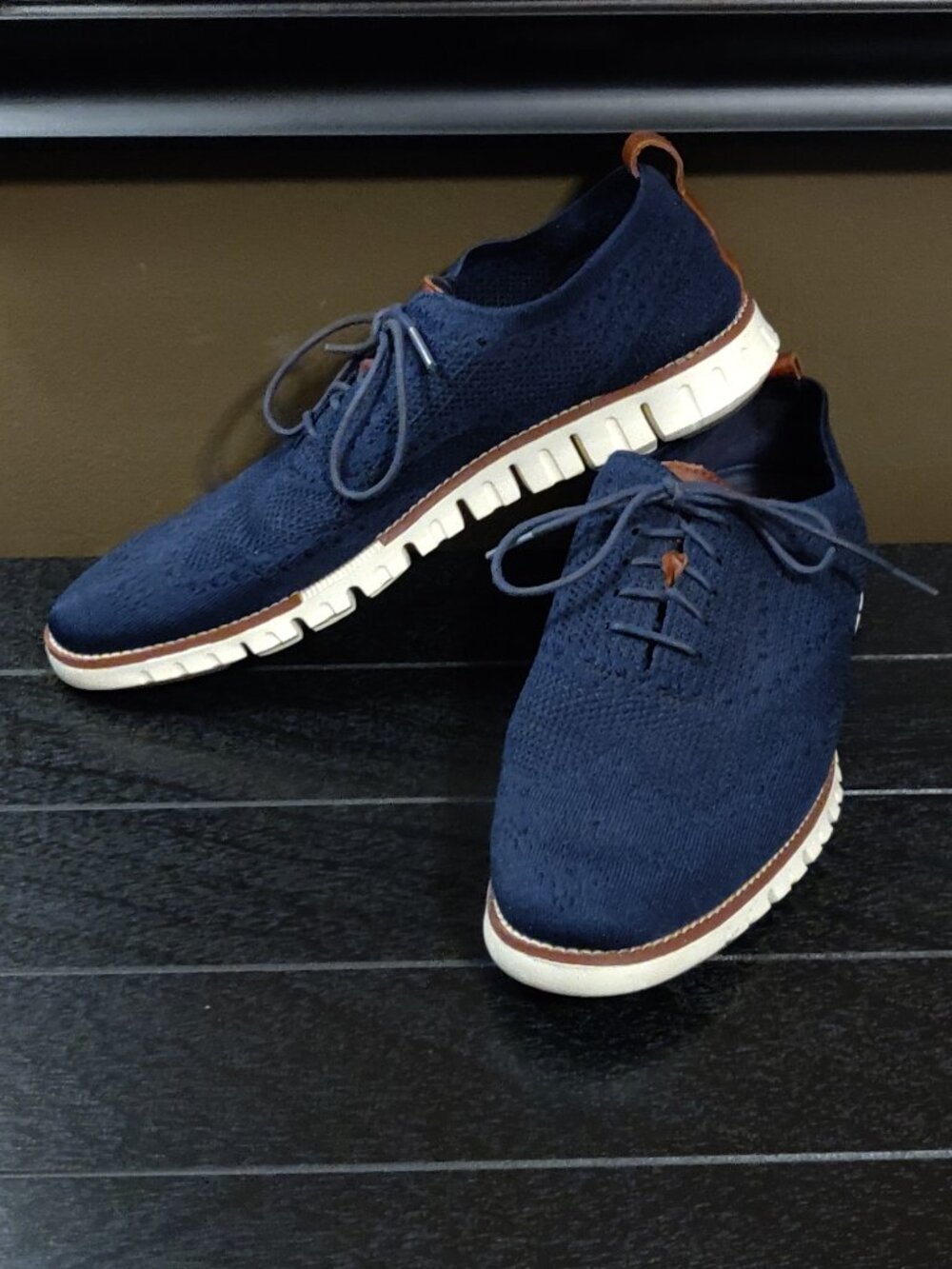 Cole Haan Zero Grand Blue Knit Oxford Shoes Men's US 10